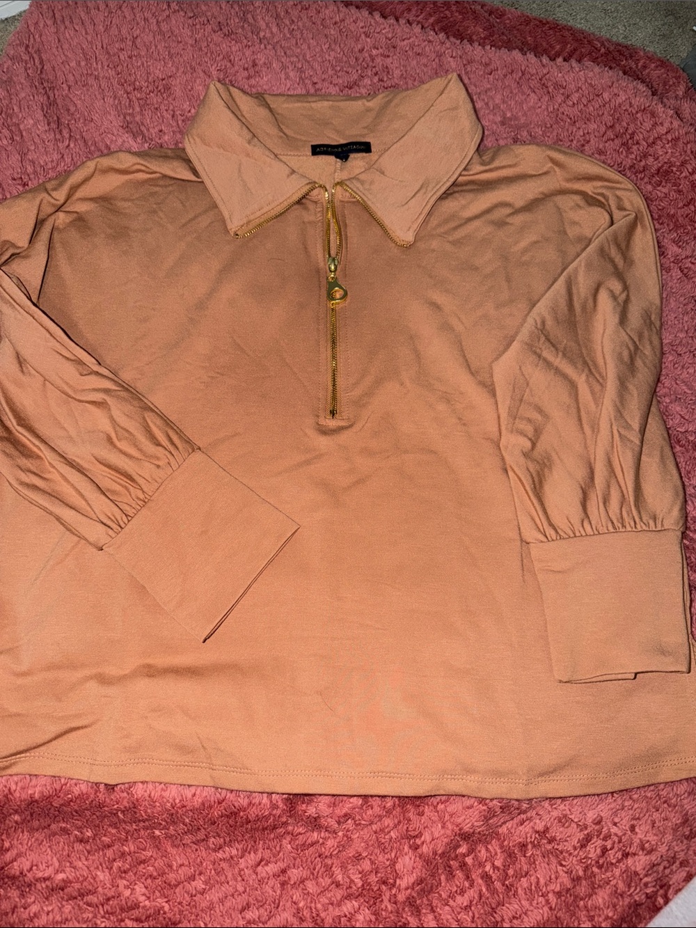 NWOT Women’s Brown Half-Zip Polo Shirt